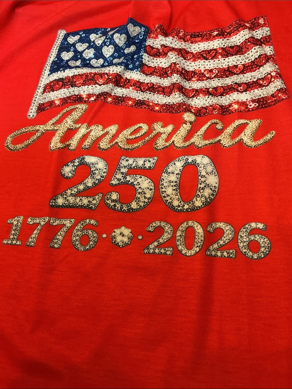Patriotic Red Tank Top with Flag and 'America 250' - Picture 3 of 3